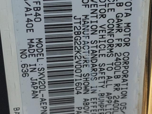 JT2BG22K2V0071604 - 1997 TOYOTA CAMRY LE 绿色 照片 10