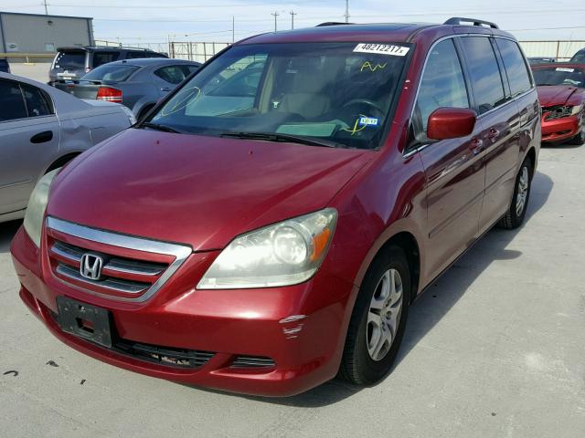 5FNRL38765B051674 - 2005 HONDA ODYSSEY EX RED photo 2