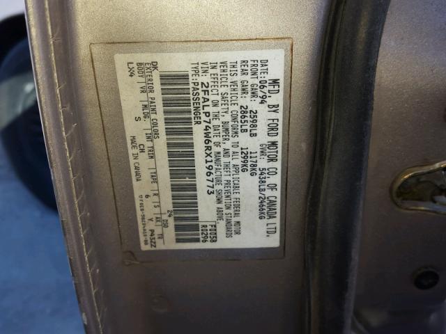 2FALP74W6RX196773 - 1994 FORD CROWN VICT GRAY photo 10