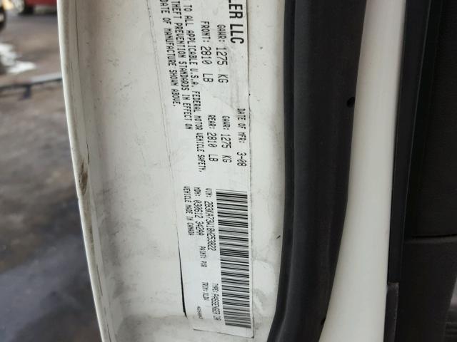 2B3KA73W18H253822 - 2008 DODGE CHARGER SR WHITE photo 10