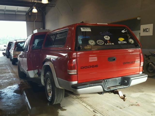 1B7GG42N62S602774 - 2002 DODGE DAKOTA SLT RED photo 3