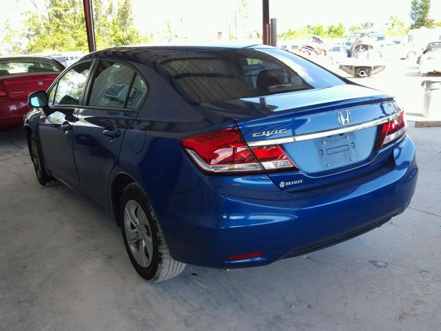 19XFB2F55DE014461 - 2013 HONDA CIVIC LX BLUE photo 3