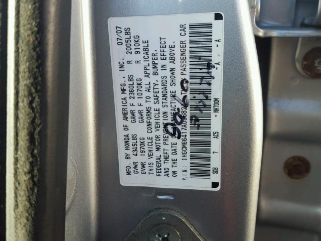 1HGCM66417A096824 - 2007 HONDA ACCORD SE GOLD photo 10