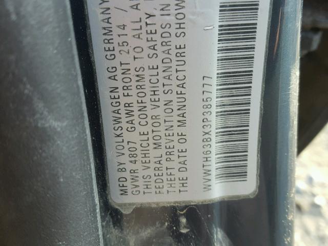 WVWTH63BX3P385777 - 2003 VOLKSWAGEN PASSAT GLX GRAY photo 10