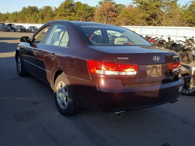 5NPEU46F46H083098 - 2006 HYUNDAI SONATA GLS BURGUNDY photo 3