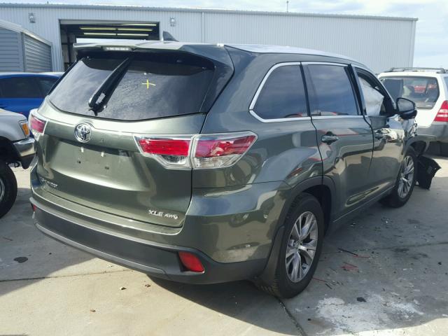 5TDJKRFH6FS138762 - 2015 TOYOTA HIGHLANDER GREEN photo 4