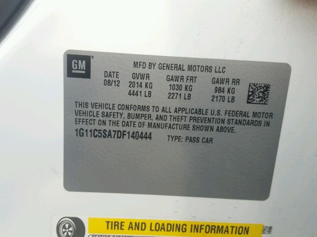 1G11C5SA7DF140444 - 2013 CHEVROLET MALIBU 1LT 白色 照片 10