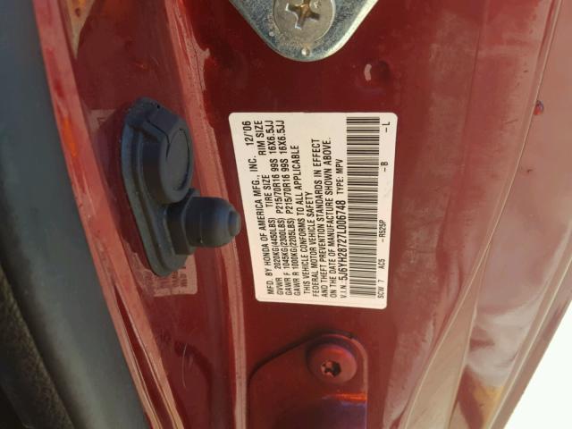 5J6YH28727L006748 - 2007 HONDA ELEMENT EX RED photo 10