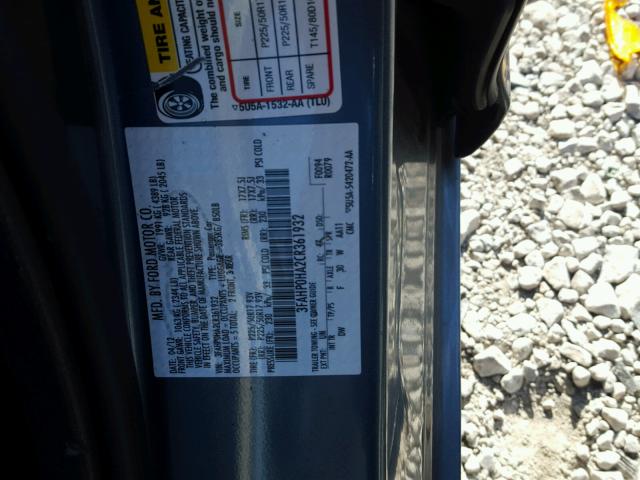 3FAHP0HA2CR361932 - 2012 FORD FUSION SE BLUE photo 10