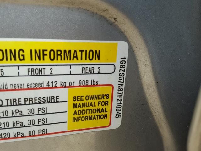 1G8ZS57N87F210945 - 2007 SATURN AURA XE SILVER photo 10