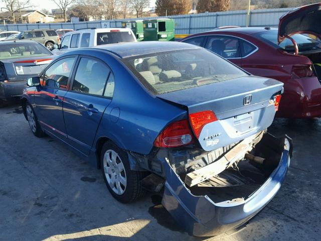 1HGFA16527L035276 - 2007 HONDA CIVIC LX BLUE photo 3