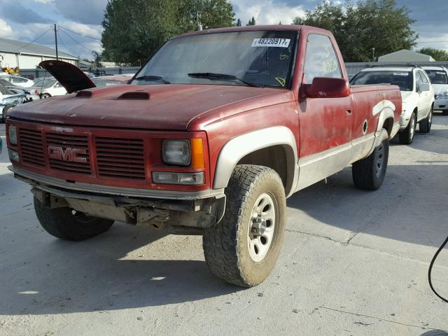 2GTEK14Z1M1503657 - 1991 GMC SIERRA K15 MAROON photo 2