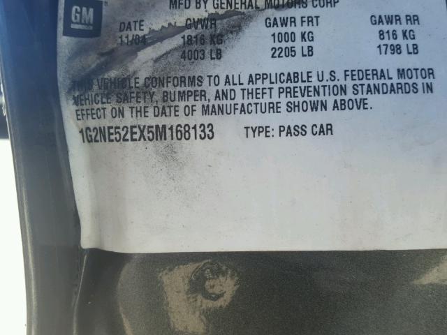 1G2NE52EX5M168133 - 2005 PONTIAC GRAND AM S GRAY photo 10