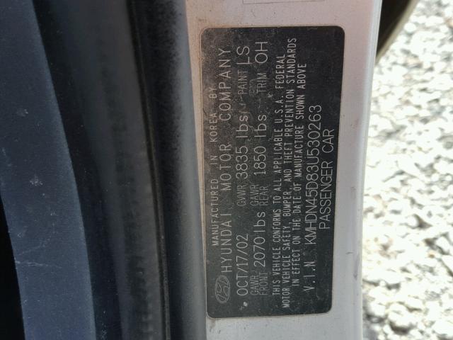 KMHDN45D83U530263 - 2003 HYUNDAI ELANTRA GL SILVER photo 10