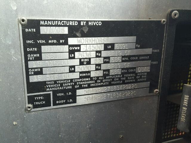 5B4KPD27183429220 - 2008 WORKHORSE CUSTOM CHASSIS COMMERCIAL 黄色 照片 10