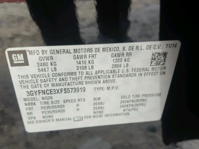 3GYFNCE3XFS573919 - 2015 CADILLAC SRX PERFOR 黑色 照片 10