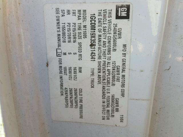 1GCDM19W1YB103687 - 2000 CHEVROLET ASTRO WHITE photo 10