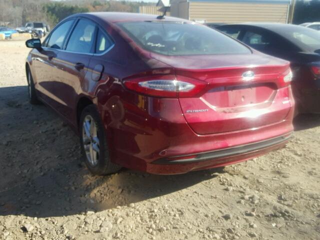 3FA6P0HR6DR382720 - 2013 FORD FUSION SE RED photo 3