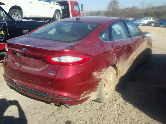 3FA6P0HR6DR382720 - 2013 FORD FUSION SE RED photo 4