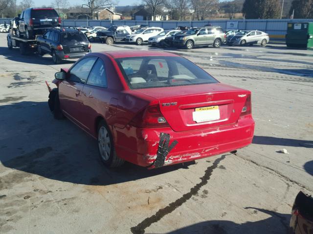 1HGEM22972L078229 - 2002 HONDA CIVIC EX RED photo 3