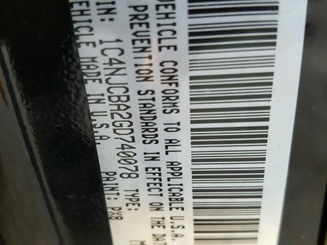 1C4NJCBA2GD740078 - 2016 JEEP COMPASS SP ლურჯი ფოტო 10