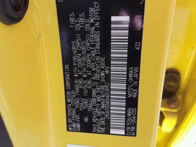 JTLKT334654014957 - 2005 TOYOTA SCION XB 黄色 照片 10