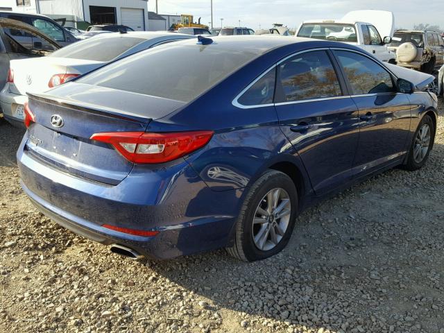 5NPE24AF4FH210204 - 2015 HYUNDAI SONATA SE BLUE photo 4