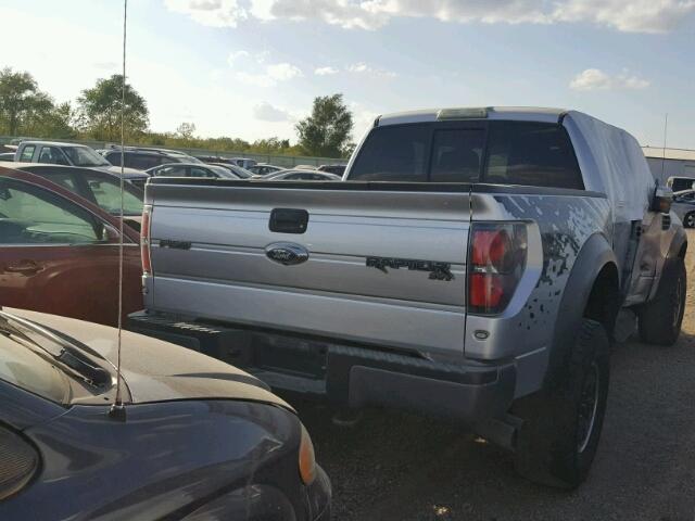 1FTFW1R60BFA70376 - 2011 FORD F150 SVT R SILVER photo 4