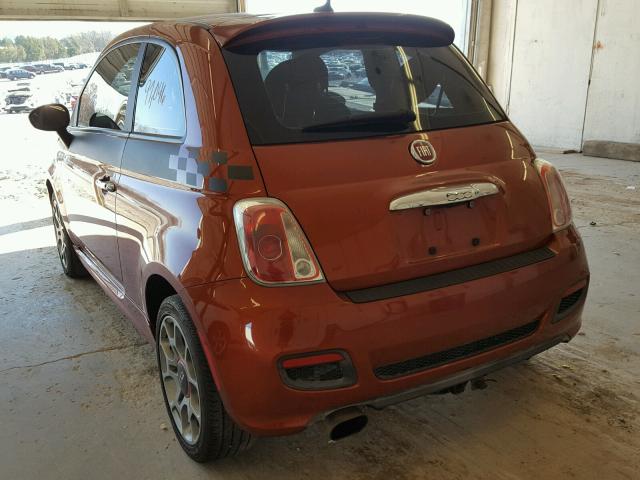 3C3CFFBR4CT130420 - 2012 FIAT 500 SPORT ORANGE photo 3