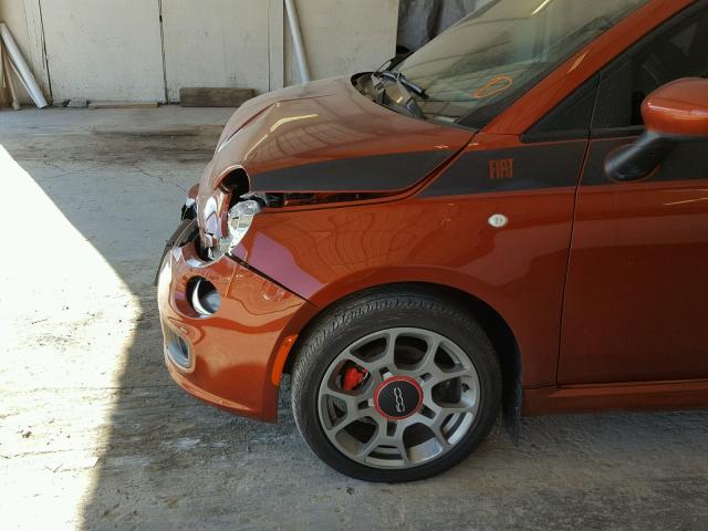 3C3CFFBR4CT130420 - 2012 FIAT 500 SPORT ORANGE photo 9