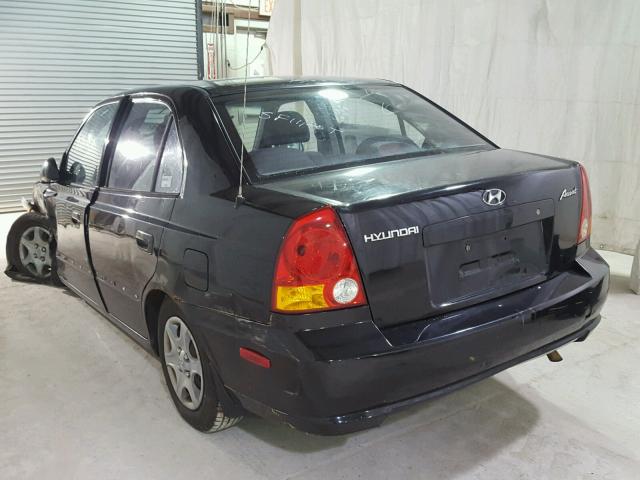 KMHCG45C85U644392 - 2005 HYUNDAI ACCENT GL BLACK photo 3