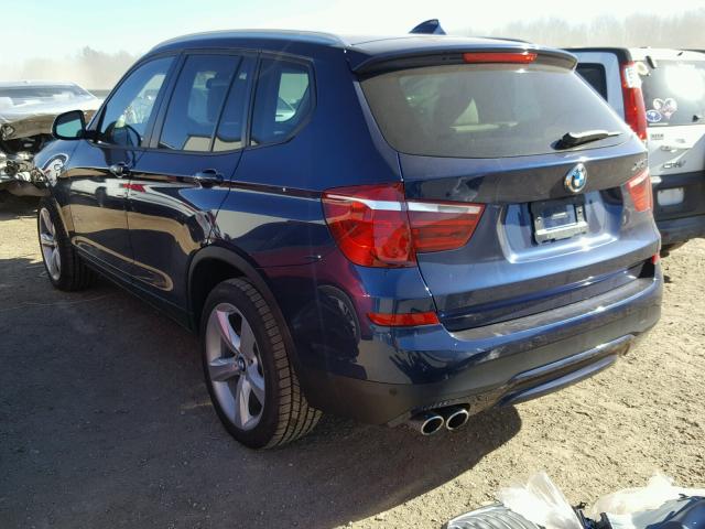 5UXWX9C34H0W78325 - 2017 BMW X3 XDRIVE2 BLUE photo 3