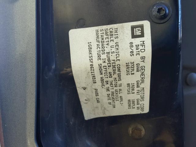 1G8AK55F06Z119318 - 2006 SATURN ION LEVEL PURPLE photo 10