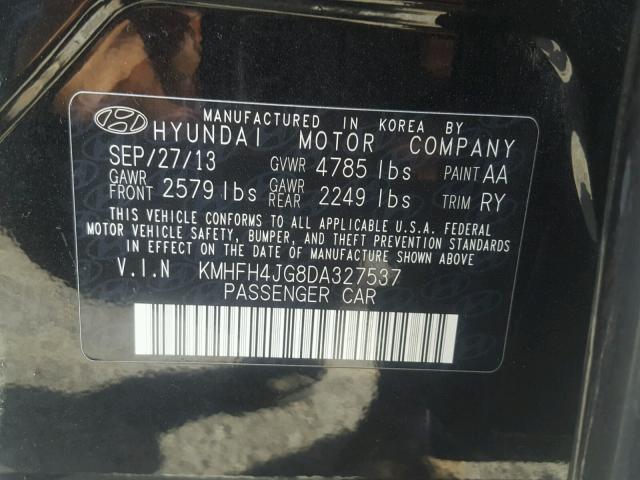 KMHFH4JG8DA327537 - 2013 HYUNDAI AZERA GLS BLACK photo 10