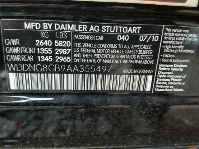 WDDNG8GB9AA355497 - 2010 MERCEDES-BENZ S 550 4MAT BLACK photo 10