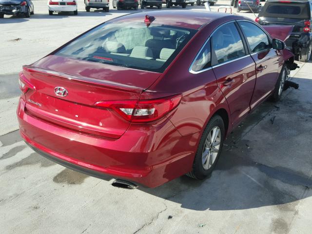 5NPE24AF6GH360056 - 2016 HYUNDAI SONATA SE MAROON photo 4