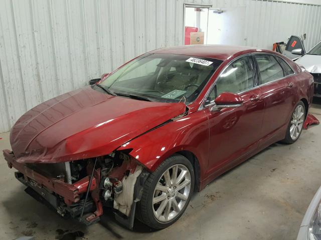 3LN6L2LU1FR614720 - 2015 LINCOLN MKZ HYBRID RED photo 2