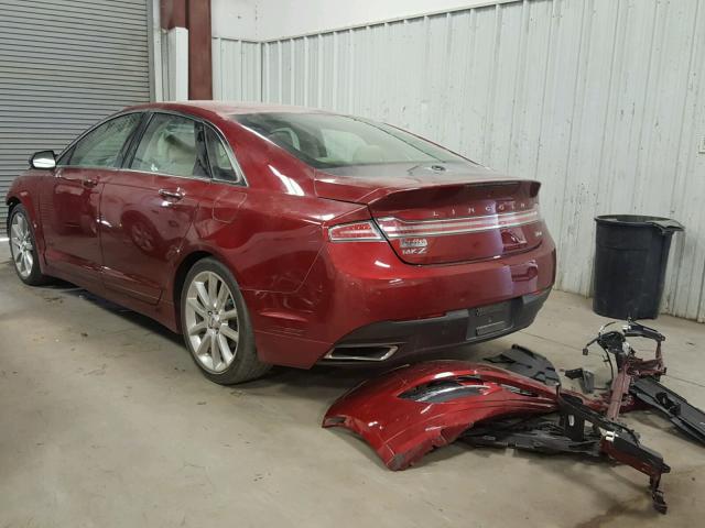 3LN6L2LU1FR614720 - 2015 LINCOLN MKZ HYBRID RED photo 3