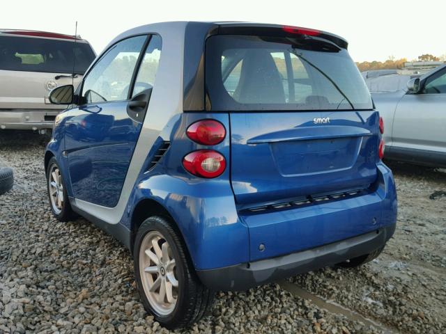 WMEEJ31XX8K195851 - 2008 SMART FORTWO PUR BLUE photo 3