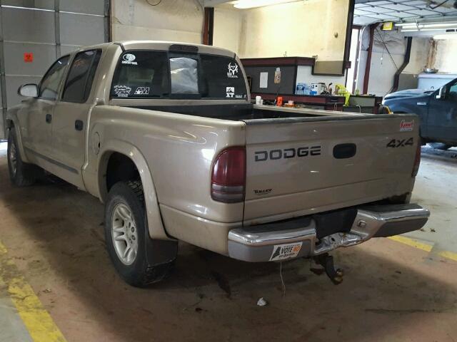 1B7HG2AX21S325955 - 2001 DODGE DAKOTA QUA TAN photo 3