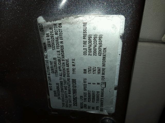 2S3DB217886101388 - 2008 SUZUKI XL7 GRAY photo 10