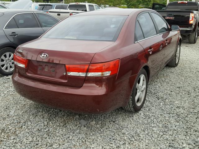 5NPET46C27H205497 - 2007 HYUNDAI SONATA GLS RED photo 4