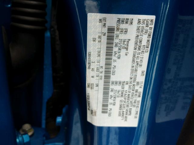 1FADP3F22EL446671 - 2014 FORD FOCUS SE BLUE photo 10