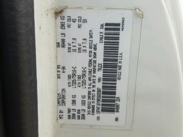 1B7HF16Y9RS665887 - 1994 DODGE RAM 1500 WHITE photo 10