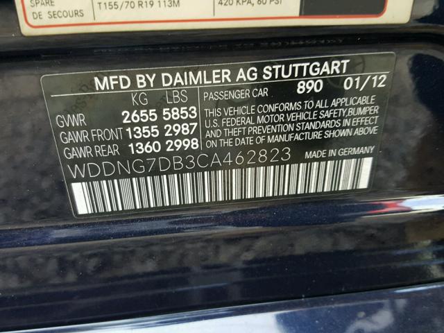 WDDNG7DB3CA462823 - 2012 MERCEDES-BENZ S 550 BLUE photo 10