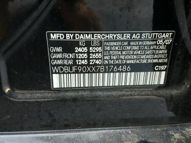 WDBUF90XX7B176486 - 2007 MERCEDES-BENZ E 550 4MAT BLACK photo 10