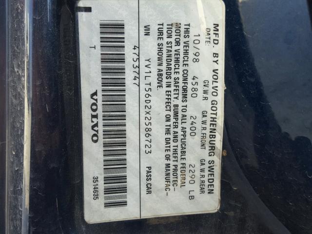 YV1LT56D2X2586723 - 1999 VOLVO S70 BLUE photo 10