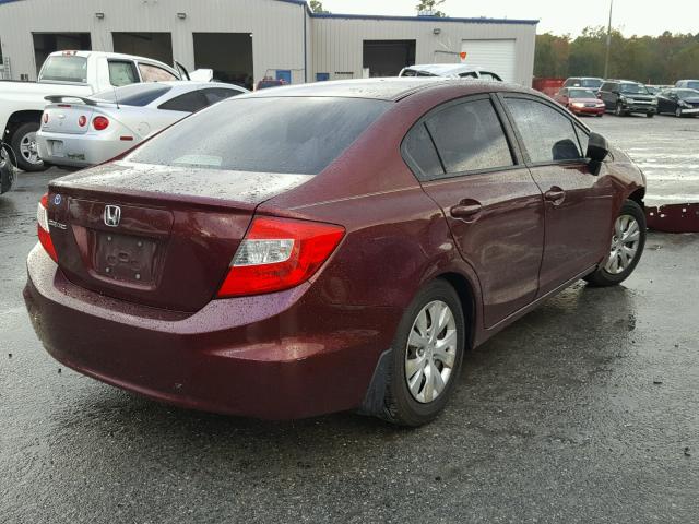 19XFB2F51CE032101 - 2012 HONDA CIVIC LX BURGUNDY photo 4