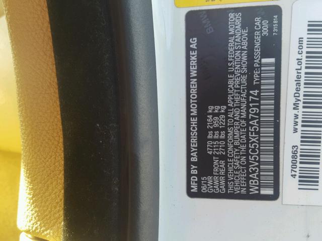 WBA3V5C5XF5A79174 - 2015 BMW 428 I WHITE photo 10