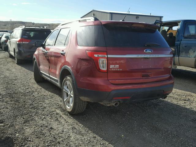 1FM5K8F87DGB07678 - 2013 FORD EXPLORER L RED photo 3